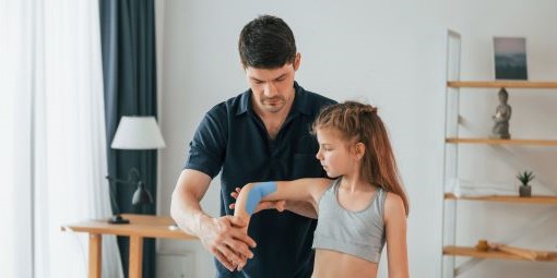 A child receives physiotherapy care.